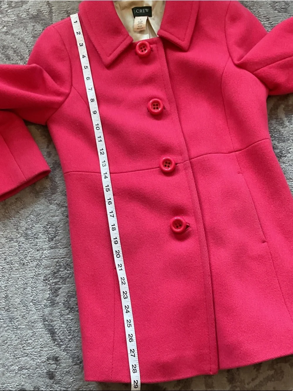 J. Crew Azalea Pink Single-Breasted Wool Pea Coat - Picture 10 of 10